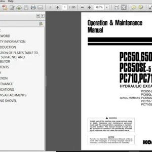 Komatsu Hydraulic Excavator PC650,650LC-5  PC650SE-5 PC710,710SE-5 Operator & Maintenance Manual - PDF DOWNLOAD
