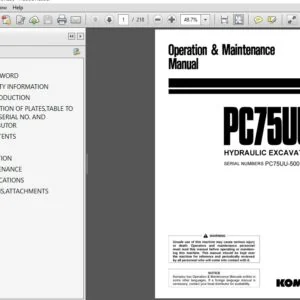 Komatsu Hydraulic Excavator PC75UU-2 Operator & Maintenance Manual SN 5001 and up - PDF DOWNLOAD