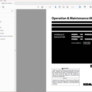 Komatsu Hydraulic Excavator PC800-8EO PC850SE-8EO Operation & Maintenance Manual SN 65001 and up - PDF DOWNLOAD