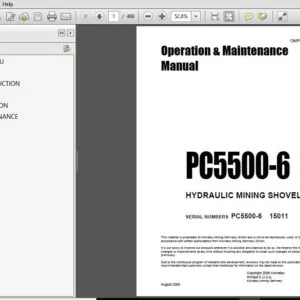 Komatsu Hydraulic Mining Shovel PC5500-6 Operation & Maintenance Manual SN 15011 - PDF DOWNLOAD