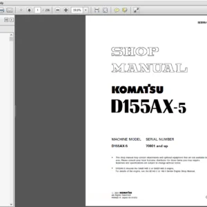 Komatsu Model D155AX-5 Service Repair Manual (70001 And Up) - SEBM016204 - PDF Download