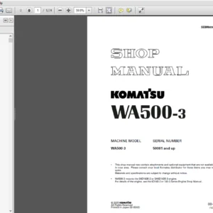 Komatsu Model WA500-3 Service Repair Manual - PDF Download