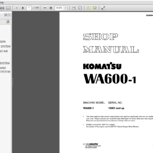 Komatsu Model WA600-1 Service Repair Manual - PDF Download