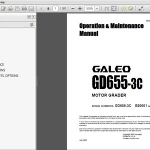 Komatsu Motor Grader GALEO GD655-3C Operation & Maintenance Manual SN B20001 and up - PDF DOWNLOAD