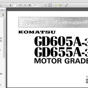 Komatsu Motor Grader GD605A-3 GD655A-3 Operator & Maintenance Manual SN 57001, 67001 and up - PDF DOWNLOAD