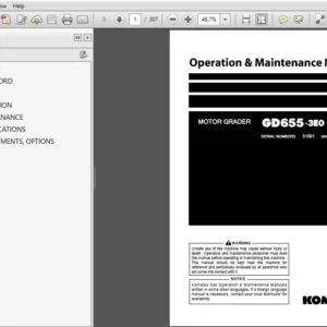 Komatsu Motor Grader GD655-3EO Operation & Maintenance Manual SN 51501 and up - PDF DOWNLOAD