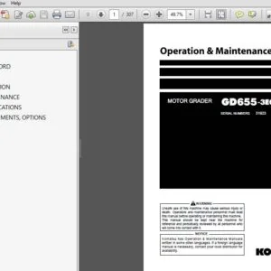Komatsu Motor Grader GD655-3EO Operation & Maintenance Manual SN 51923 and up - PDF DOWNLOAD