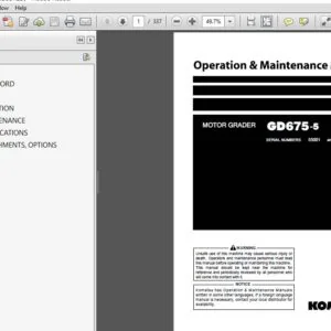 Komatsu Motor Grader GD675-5  Operation & Maintenance Manual SN 55001 and up - PDF DOWNLOAD