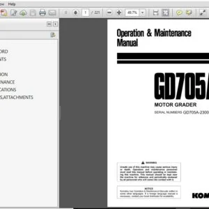 Komatsu Motor Grader GD705A-4 Operation & Maintenance Manual SN 23001 and up - PDF DOWNLOAD