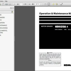 Komatsu Motor Grader GD825A-2 Operation & Maintenance Manual SN 12503 and up - PDF DOWNLOAD