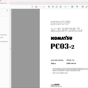 Komatsu PC03-2 Hydraulic Excavator Shop Manual SN 21587 and up - PDF DOWNLOAD