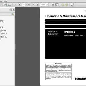Komatsu PC09-1 Hydraulic Excavator Operation & Maintenance Manual SN 12001 And Up - PDF DOWNLOAD