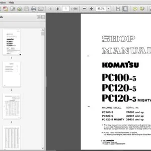 Komatsu PC100-5 PC120-5 PC120-5 MIGHTY  Excavator Shop Manual 28001, 30001, 36601 and up - DOWNLOAD
