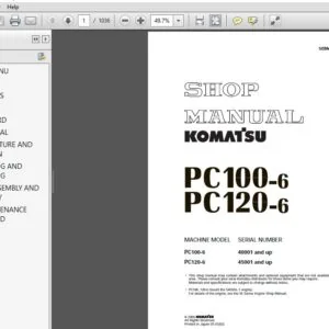 Komatsu PC100-6 PC120-6 Shop Manual SEBD003307 - PDF DOWNLOAD