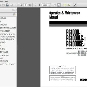 Komatsu PC1000-1 PC1000LC-1 PC1000SE-1 Hydraulic Excavator Operation & Maintenance Manual SN 10001 and up - PDF DOWNLOAD