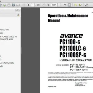 Komatsu PC1100-6 PC1100LC-6 PC1100SP-6 Hydraulic Excavator Operation & Maintenance Manual SN 10115 and up - PDF DOWNLOAD