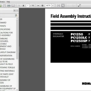 Komatsu PC1250-7 PC1250LC-7 PC1250SP-7 Hydraulic Excavator Field Assembly Instruction Manual SN 20001 and up - PDF DOWNLOAD