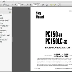Komatsu PC150-6K PC150LC-6K Hydraulic Excavator Shop Manual CEBM001601 - PDF DOWNLOAD