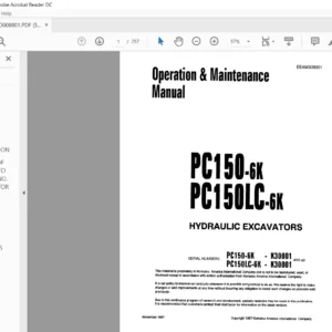 Komatsu PC150-6K PC150LC-6K Hydraulic Excavators Operation & Maintenance Manual K30001 and up - PDF DOWNLOAD