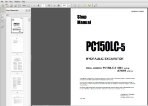 Komatsu PC150LC-5 Hydraulic Excavator Shop Manual 6001 and up, A70001 and up - PDF DOWNLOAD