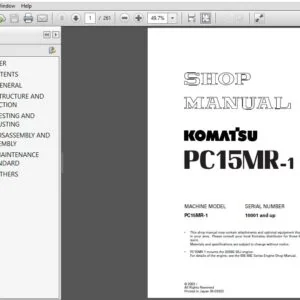 Komatsu PC15MR-1 Hydraulic Excavator Shop Manual SEBM019002 - PDF DOWNLOAD