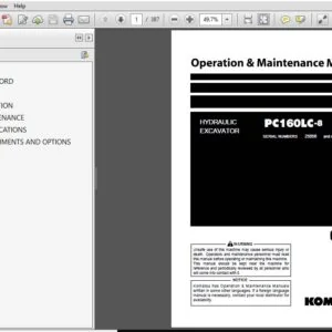 Komatsu PC160LC-8 Hydraulic Excavator Operation & Maintenance Manual SN 25056 and up - PDF DOWNLOAD