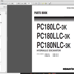 Komatsu PC180LC-3K PC180LLC-3K PC180NLC-3K Hydraulic Excavator Parts Manual - PDF Download