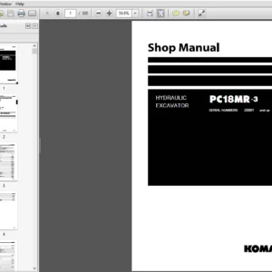 Komatsu PC18MR-3 20001 and up Hydraulic Excavator Shop Manual - PDF DOWNLOAD