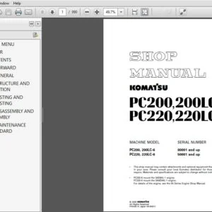 Komatsu PC200, 200LC-6 PC220, 220LC-6 Shop Manual SEBD003405 - PDF DOWNLOAD
