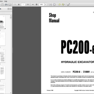 Komatsu PC200-6 C10001 and up Hydraulic Excavator Shop Manual - PDF DOWNLOAD