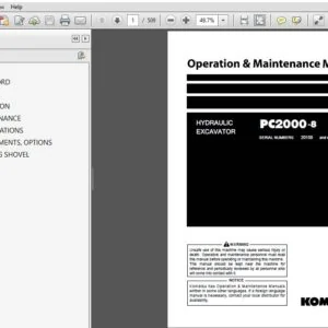 Komatsu PC2000-8 Hydraulic Excavator Operation & Maintenance Manual SN 20150 - PDF DOWNLOAD