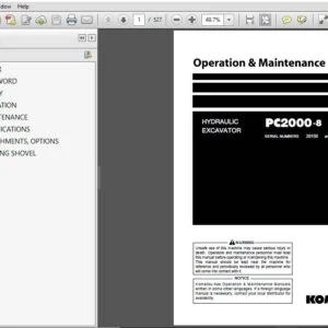 Komatsu PC2000-8 Hydraulic Excavator Operation & Maintenance Manual SN 20150 and up - PDF DOWNLOAD