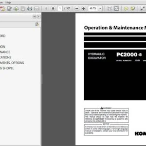 Komatsu PC2000-8 Hydraulic Excavator Operation & Maintenance Manual SN 20186 and up - PDF DOWNLOAD