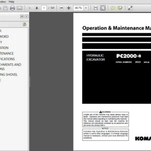Komatsu PC2000-8 Hydraulic Excavator Operation & Maintenance Manual SN 20223 and up - PDF DOWNLOAD