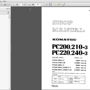 Komatsu PC200,210-3 PC220,240-3 Service Repair Manual - PDF Download