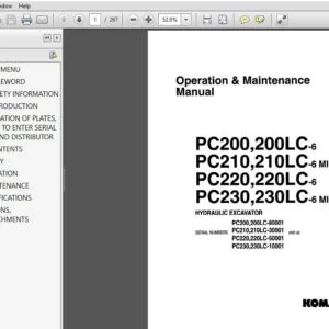Komatsu PC200(LC)-6, PC210(LC)-6, PC220(LC)-6, PC230(LC)-6 Hydraulic Excavator Operation & Maintenance Manual - PDF DOWNLOAD