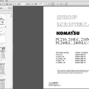 Komatsu PC210-7K, PC210LC-7K, PC210NLC-7K, PC240LC-7K, PC240NLC-7K Excavator Shop Manual - PDF DOWNLOAD