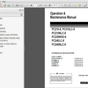Komatsu HYDRAULIC EXCAVATOR  PC210-8, PC210LC-8 PC210NLC-8 PC230NHD-8 PC240LC-8 PC240NLC-8 Operation & Maintenance Manual- PDF DOWNLOAD