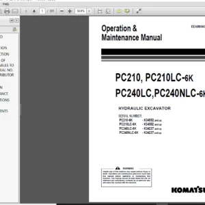 Komatsu PC210, PC210LC-6K PC240LC,PC240NLC-6K Hydraulic Excavator Operation & Maintenance Manual - PDF Download