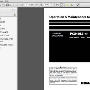 Komatsu PC210LC-10 Hydraulic Excavator Operation & Maintenance Manual SN 450001 and up  PDF DOWNLOAD