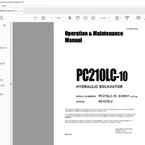 Komatsu PC210LC-10 Hydraulic Excavator Operation & Maintenance Manual SN A10001 and up - PDF DOWNLOAD