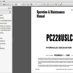 Komatsu PC228USLC-1 Hydraulic Excavator Operation & Maintenance Manual SN 11001 and up - PDF DOWNLOAD