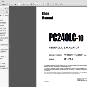 Komatsu PC240LC-10 Hydraulic Excavator Service Repair Manual - PDF Download