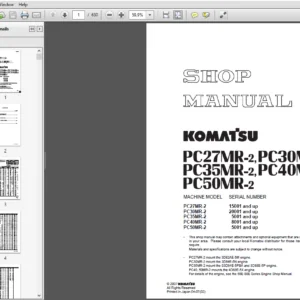 Komatsu PC27MR-2, PC30MR-2, PC35MR-2, PC40-2, PC50MR-2 Hydraulic Excavator Shop Manual - PDF DOWNLOAD