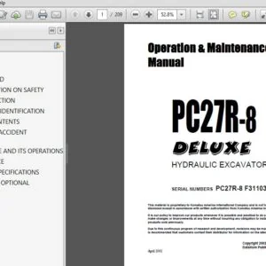 Komatsu PC27R-8 Hydraulic Excavator Operation & Maintenance Manual SN F31103 and up - PDF DOWNLOAD