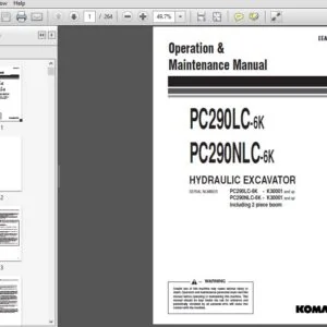 Komatsu PC290LC-6K PC290NLC-6K Hydraulic Excavator Operation & Maintenance Manual SN K30001 and up - PDF DOWNLOAD
