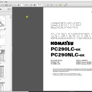 Komatsu PC290LC-6K, PC290NLC-6K Hydraulic Excavator Service Repair Manual - PDF Download