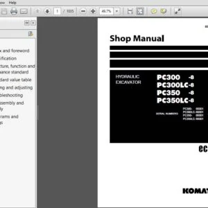 Komatsu PC300-8, PC300LC-8, PC350-8 PC350LC-8  Excavator Shop Manual SEN01983-15 - PDF DOWNLOAD
