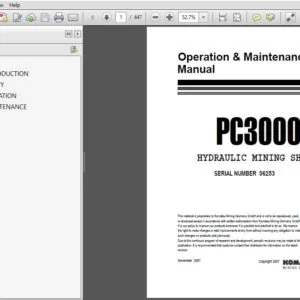 Komatsu PC3000-6 Hydraulic Mining Shovel Operation & Maintenance Manual SN 06253 and up - DOWNLOAD