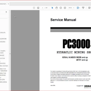 Komatsu PC3000-6 Hydraulic Mining Shovel Service Repair Manual SN 06208, 46151 and up - PDF DOWNLOAD